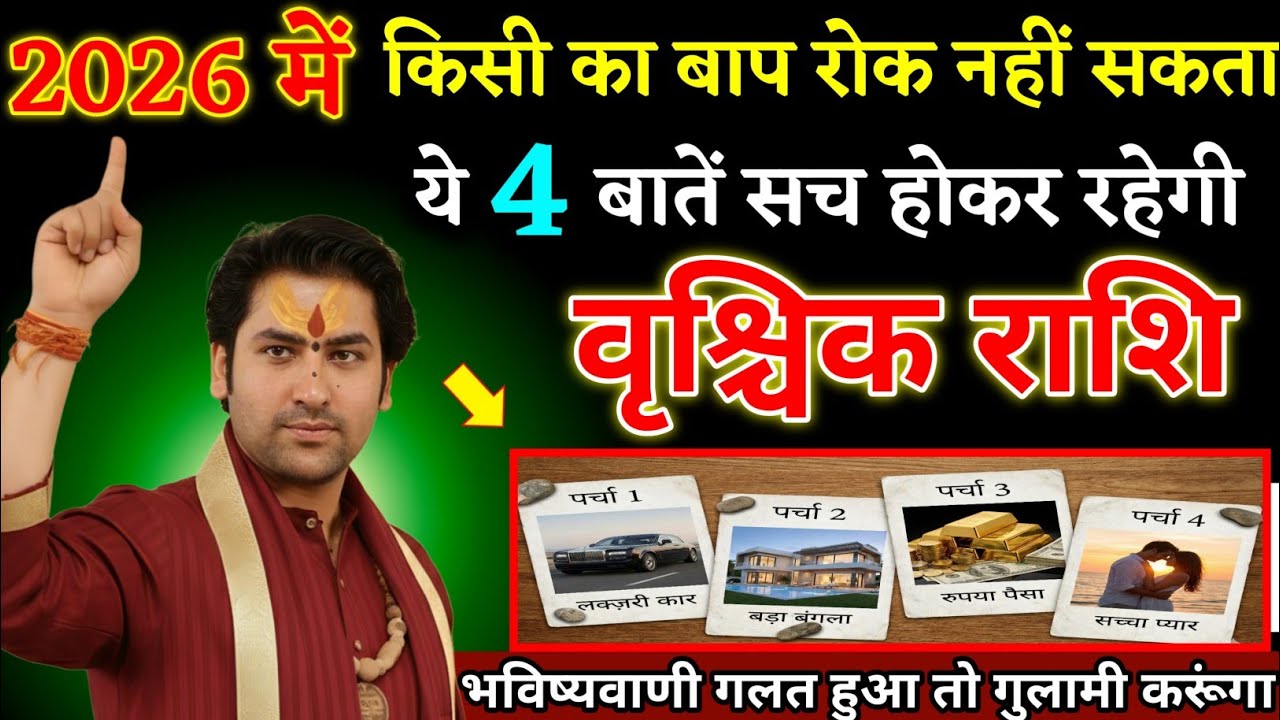 वृश्चिक राशि वालों 2026 में यह चार बातें हर हाल में सच होकर रहेगी देखो। Vrishchik Rashi 