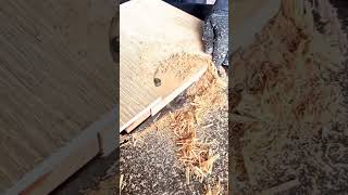 Cutting Circular Corners On Wooden Planks Using A Table Saw Machine For Precise Finishing