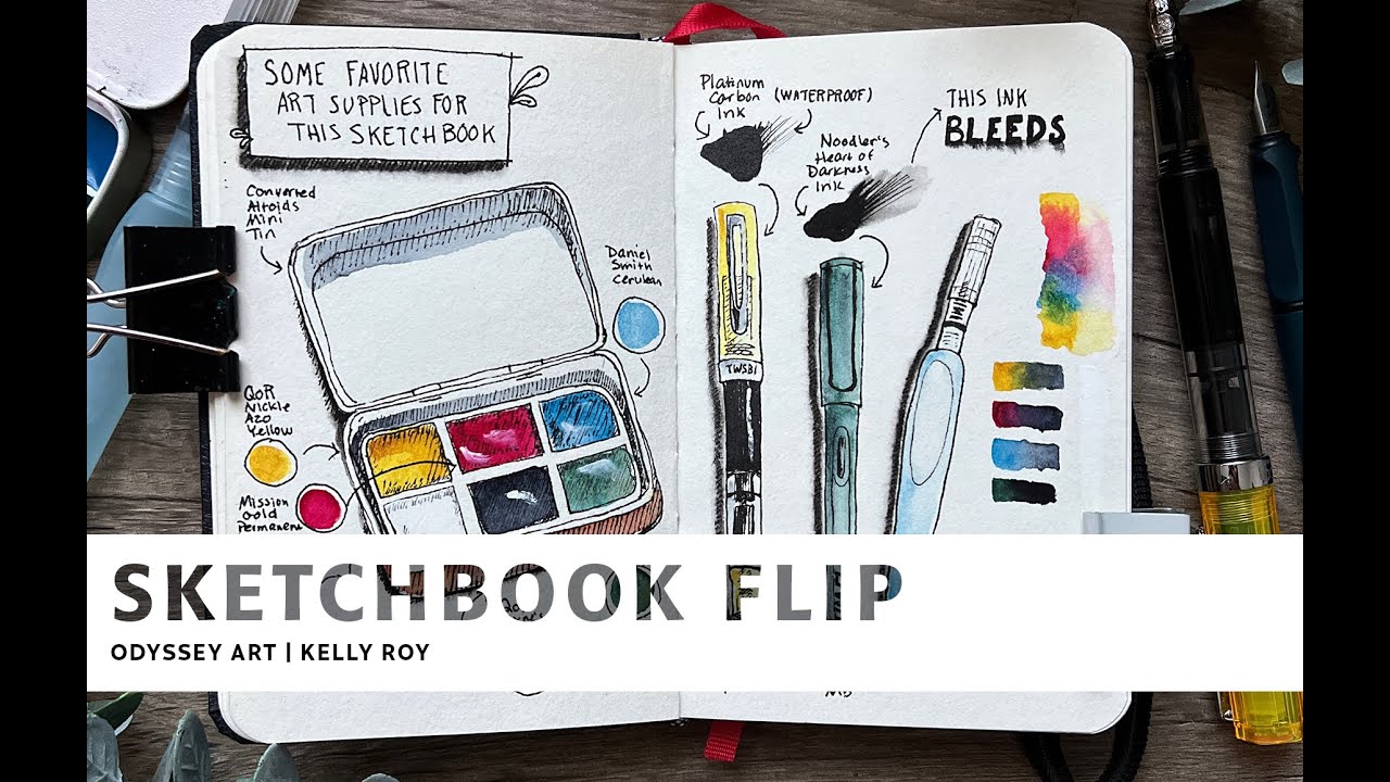 Cute fat Moleskine sketchbook (flip through) 