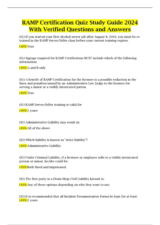 RAMP Certification Quiz Study Guide 2024 With Verified Questions and