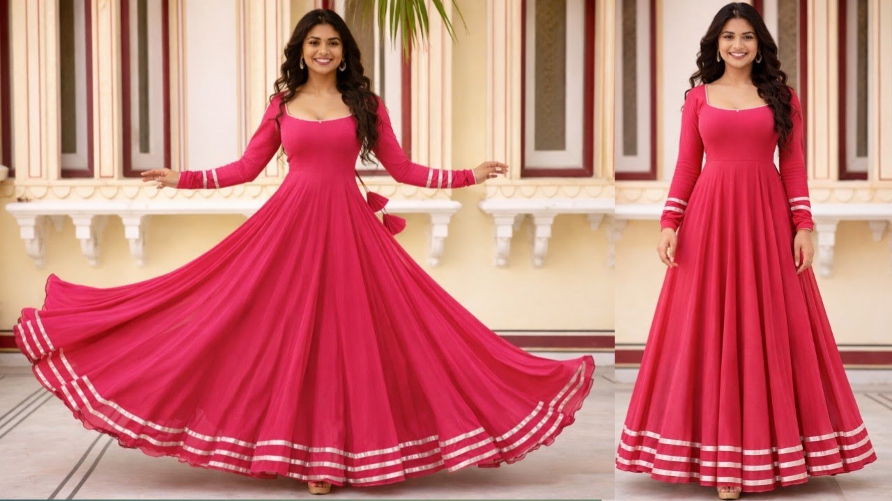 Anarkali Dress Cutting And cutting | Long Anarkali Kurti Cutting | Anarkali Kurti Cutting Stitching 