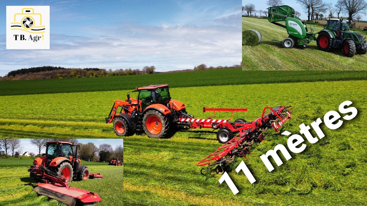 🤠 Enrubannage 2023 / De la FAUCHE au PRESSAGE / Faneuse 11 MÈTRES/ ETA d'Armor