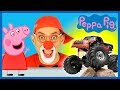 Monster Truck Car wash Video for Kids | Peppa Pig & Funny Clown | Construction Vehicles Car Cartoon
