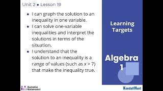 Algebra 1 Unit 4 Lesson 2 Solutions to Inequalities in One Variable