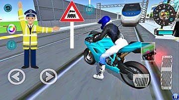 Motorcycle Vs Bullet Train Railway Station In 3D Driving Class - Android IOS Gameplay