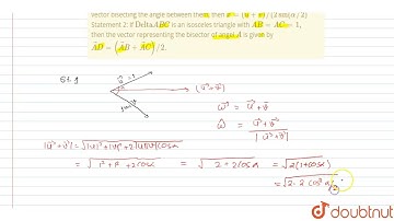 Statement 1: If  vec ua n d vec v\nare unit vectors inclined at an angle alphaa n d vec x\nis a ...
