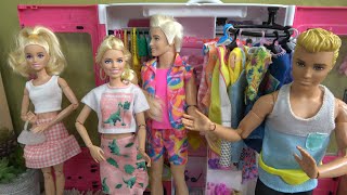 Barbie and Ken at Barbie Dream House with New Neighbors Helping to Make New Closet for Barbie