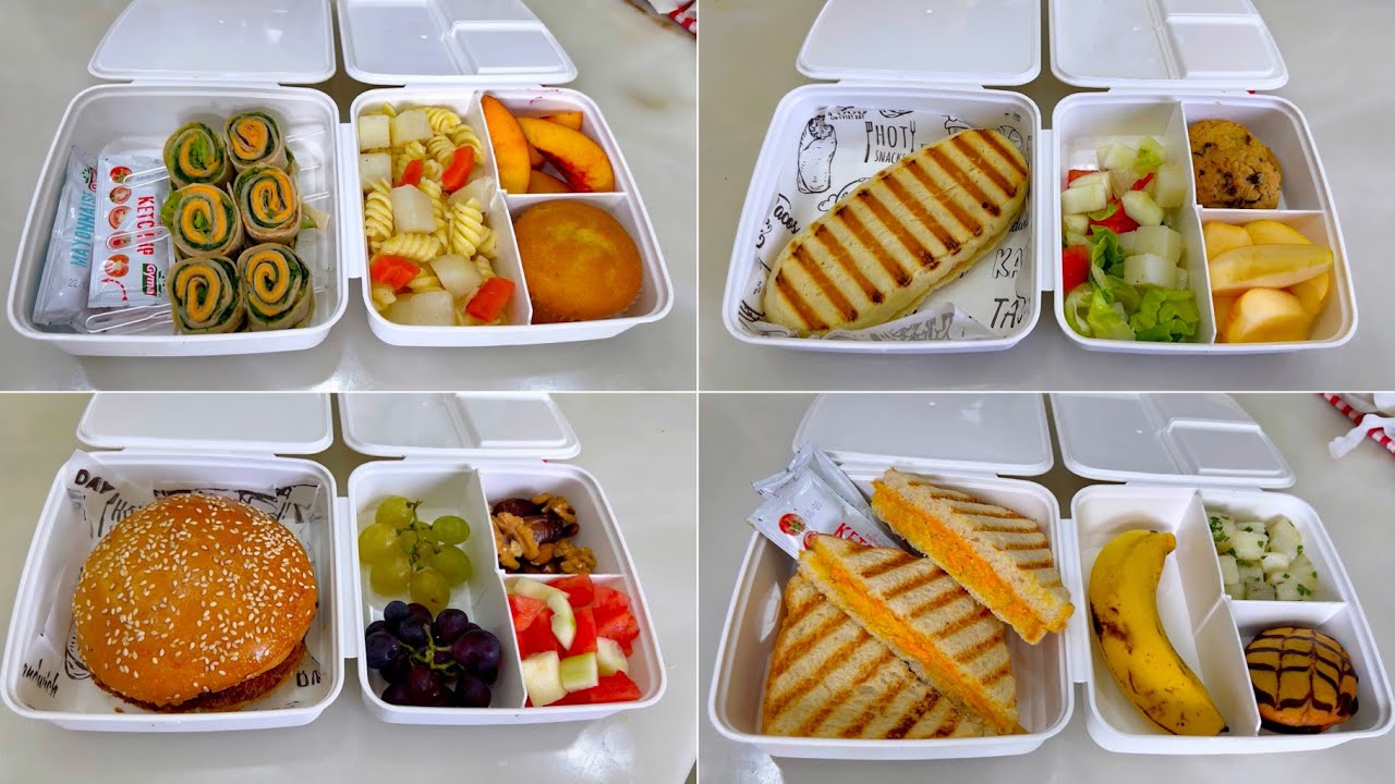 لانش بوكس المدارس والعمل😋أربع اقتراحات مكتاخدش الوقت ممكن تحضروها مسبقا فالمجمد واخرى كتوجد فالحين👌🏻