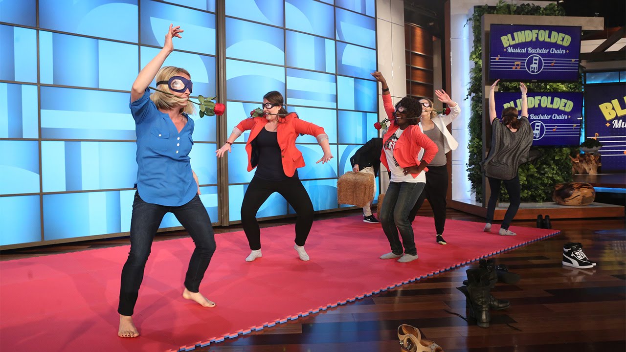 Blindfolded Musical 'Bachelor' Chairs YouTube