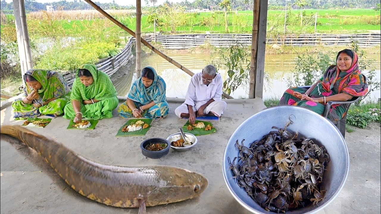 আজ শোলমাছ দিয়ে রান্না হলো তেলঝাল আর সাথে কাঁকড়া ভাপা || fish curry recipe