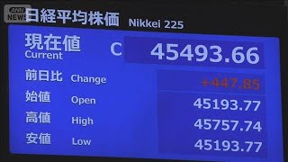日経平均株価　終値の史上最高値を更新　4万5493円（先週末比＋447円）(2025年9月22日)