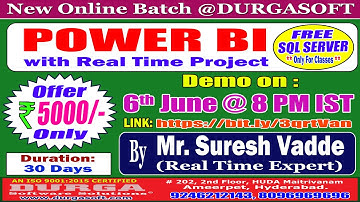 POWER BI Online Training @ DURGASOFT