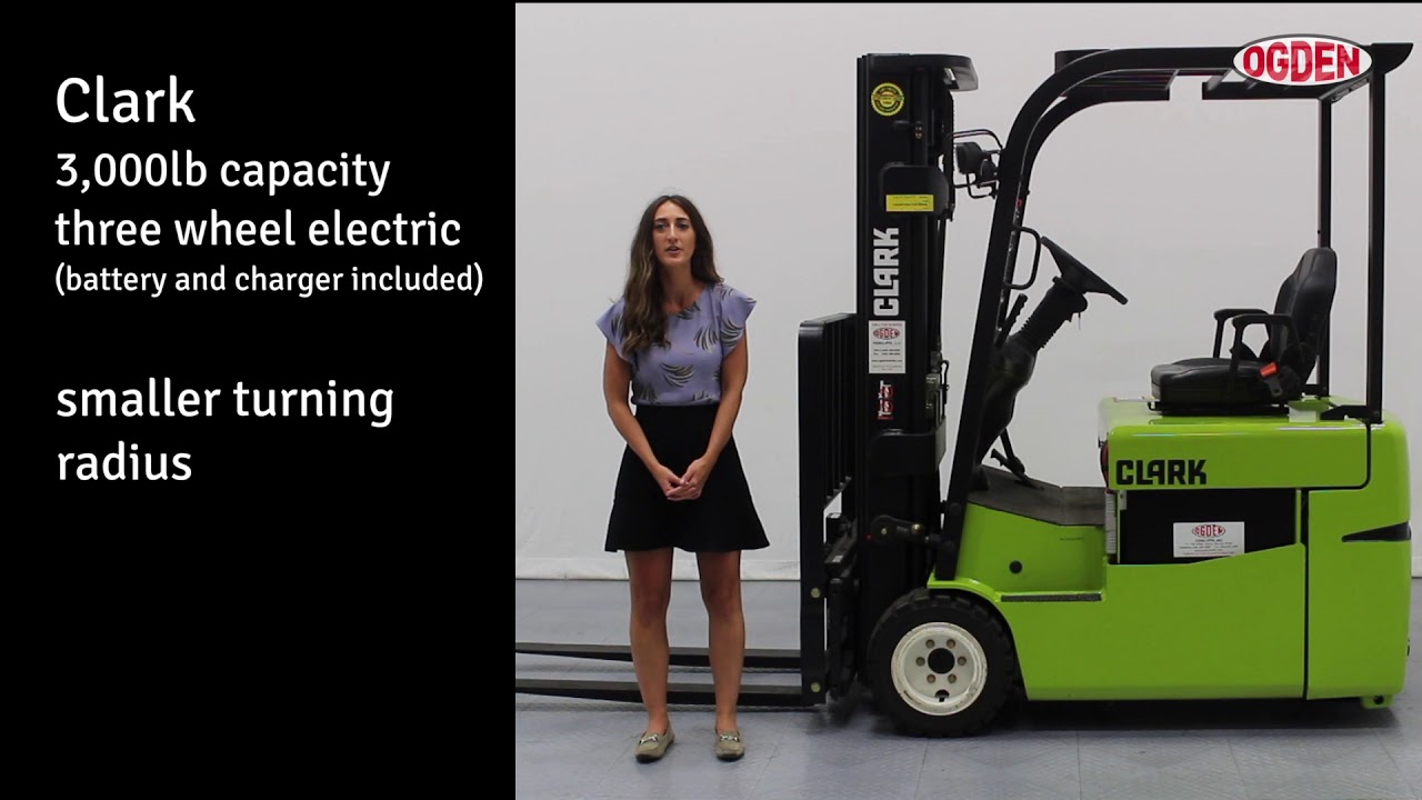 Ogden Forklifts Clark 3,000lbs 3wheel Electric YouTube