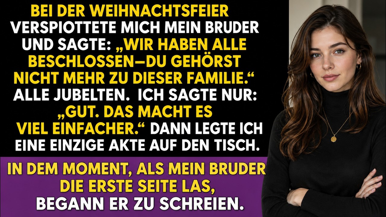Ich dachte, der Heiligabend würde uns als Familie näher zusammenbringen. Stattdessen stand mein Bruder auf, hob sein Glas und verkündete vor allen: „Wir haben beschlossen, dass du nicht länger zu...