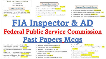 FIA Inspector Investigation & Assistant Director Full Solved Papers 2023
