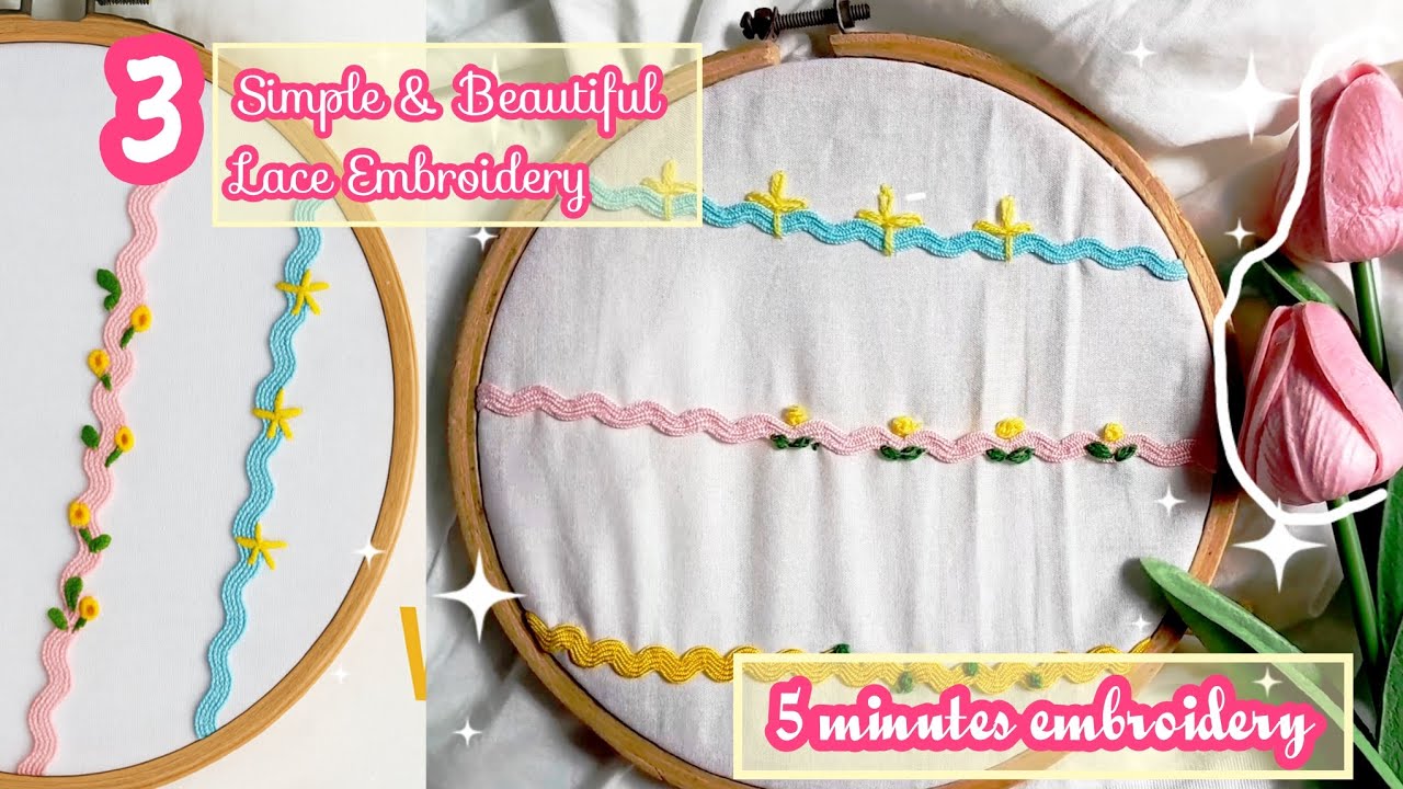 Zig Zag esay hand embroidery patterns/lace embroidery designs 🎀🦋