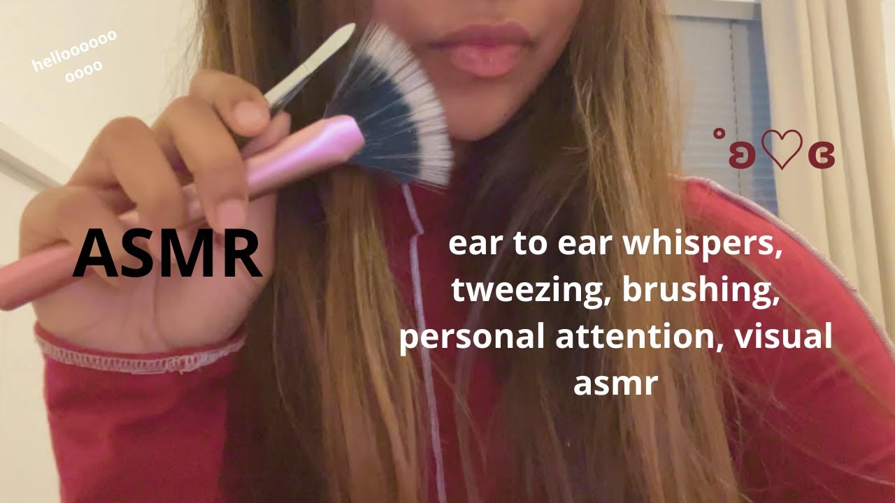 asmr I clicky ear to ear whispering, brushing, tweezing, visual triggers, soft speaking lofi tascam