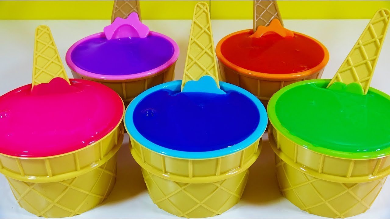 Slime Ice Cream Cups Learn Names of Vegetables Kinder Joy Egg Disney