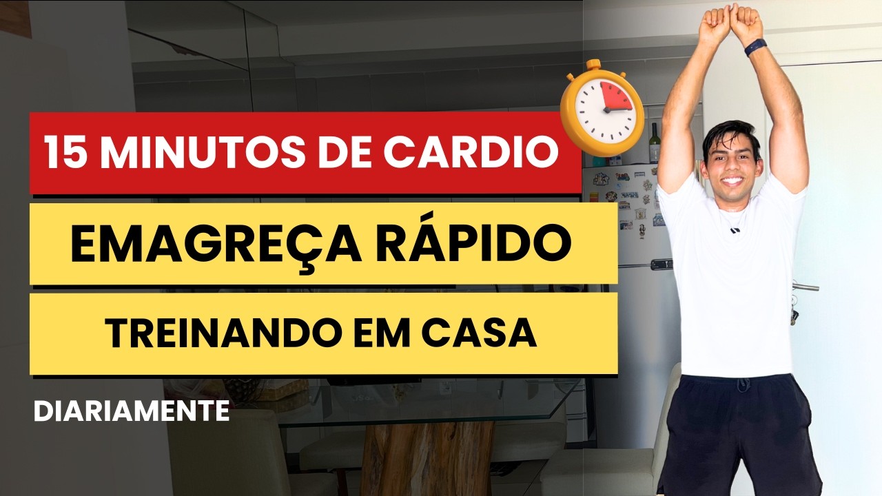 TREINO EM CASA (CARDIO HIIT 15 MIN) | Treine o corpo inteiro pra emagrecer rápido | Faça diariamente