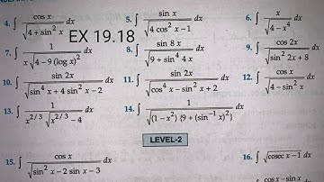 RD SHARMA EX 19.18 Q1 TO  Q15 SOLUTIONS OF CHAPTER 19 INDEFINITE INTEGRALS CLASS 12TH(PART1)