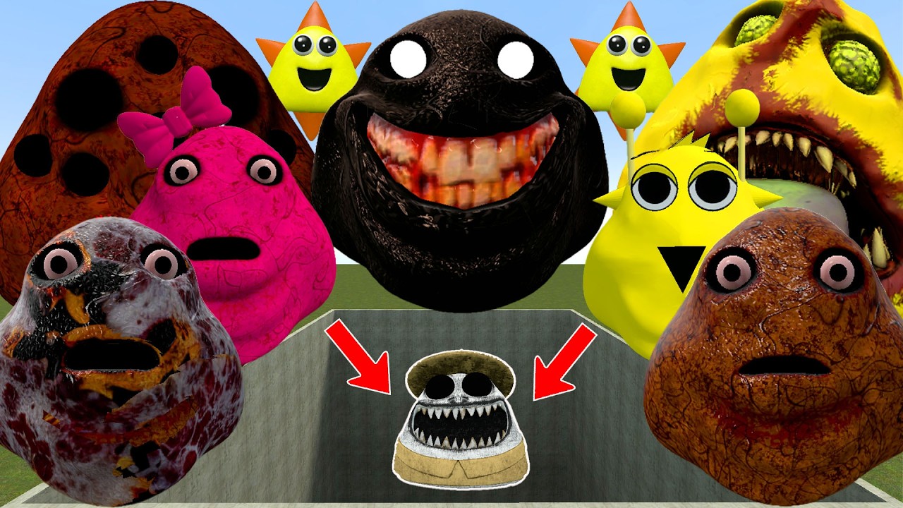 🕳️SPARTAN KICKING POU BOU FAMILY FROM BOU'S REVENGE Of POU and SPRUNKI POU in LAVA HOLE Garry's Mod!