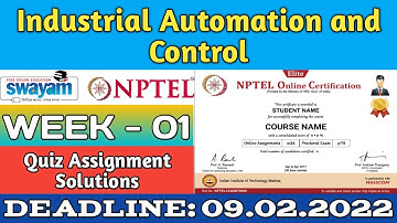 Industrial Automation and Control | NPTEL | Week 1 | Assignment 1 Solution | Jan 2022