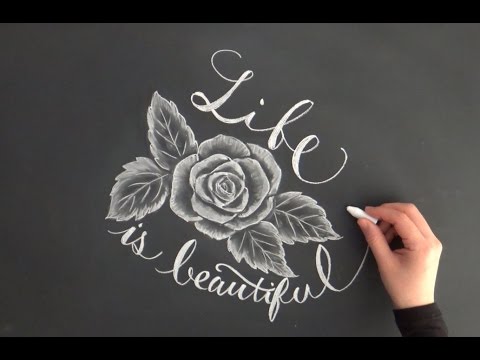 黒板アート チョークアートで描くバラとレタリング 大人黒板chalkart Youtube