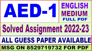 aed 01 solved assignment 2022-23 / aed 1 solved assignment in english / ignou bcom