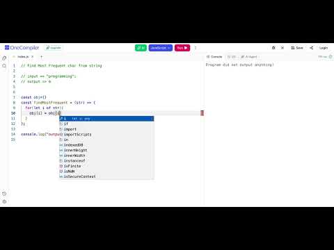 Find the Most Frequent Character in a String using JavaScript | JavaScript Coding Interview