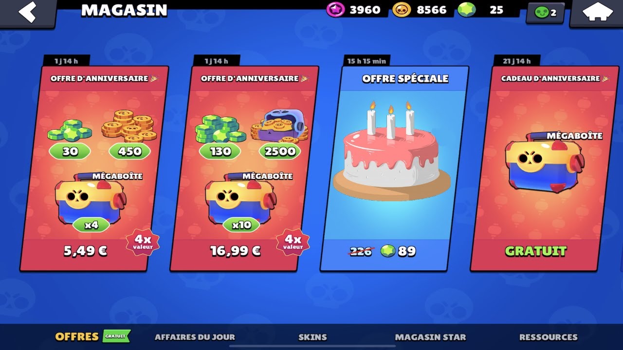 Brawl Stars Anniversaire 1 An Chine Mega Boite En Cadeau Youtube - liste cadeau brawl stars mega boite