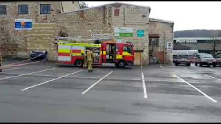 Firefighters secure the scene of the fire in Nailsworth this morning