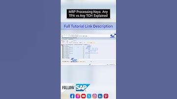 MRP Processing Key | SAP Tutorial For Beginners | #SAP Free Course | SAP PP | #erp #saptraining