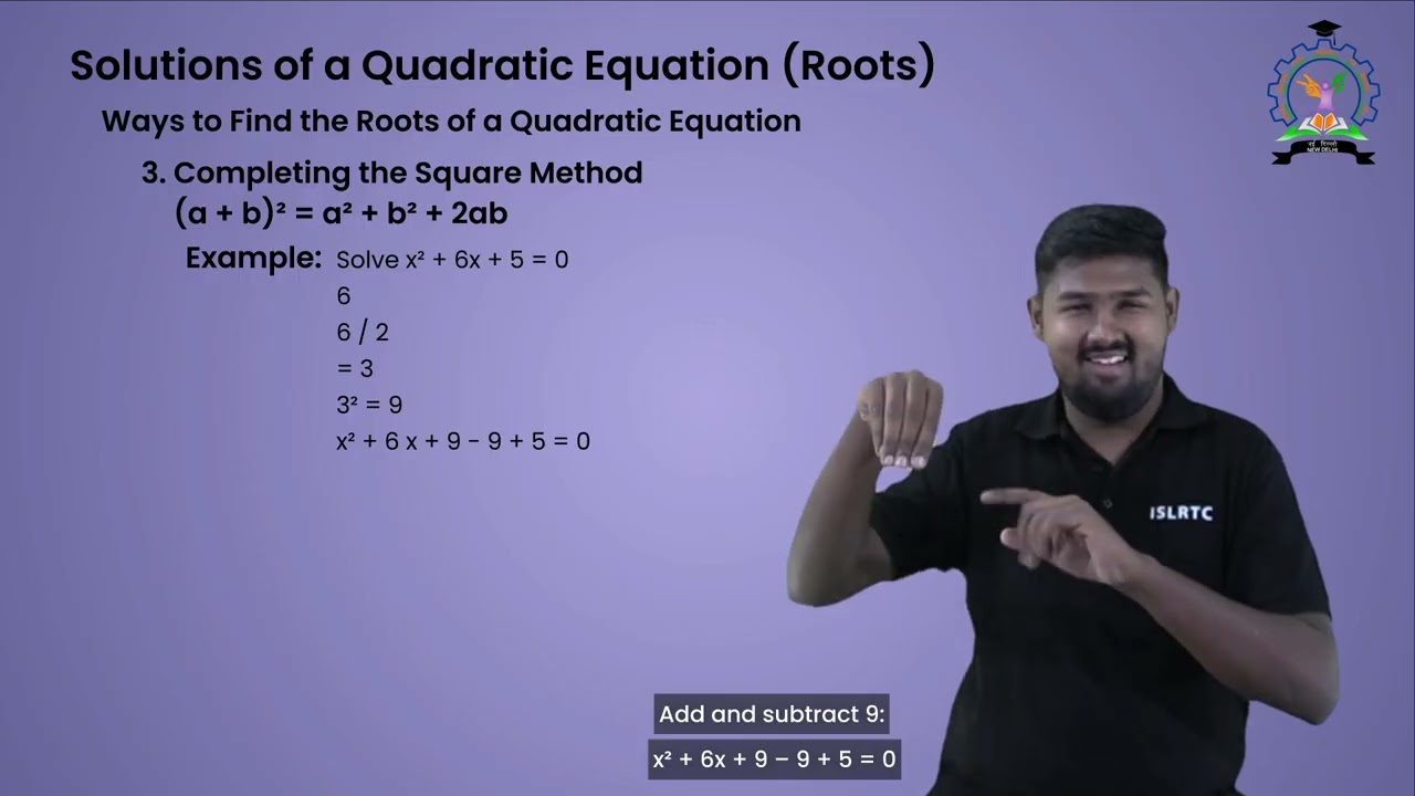 Solutions of a Quadratic Equation Roots