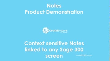 Notes for Sage 300 - Product Demo