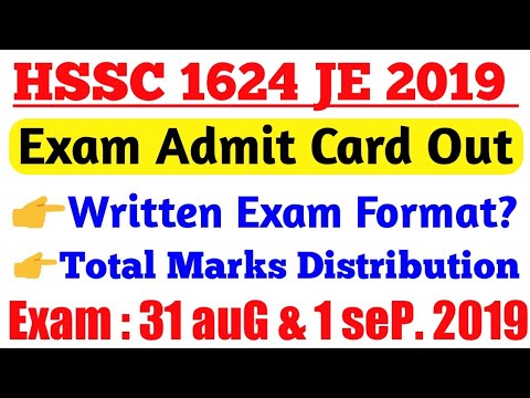 HSSC 1624 JE 10/2019 Admit Card Out & Exam Pattern.