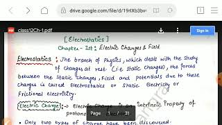 Class 12 physics chapter electric field and charges best handwritten notes pdf.