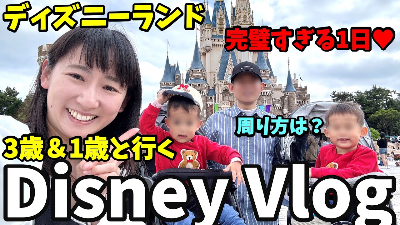 【子連れディズニーランドVlog】3歳＆1歳と1日中遊ぶ！周り方は？超完璧な1日♥