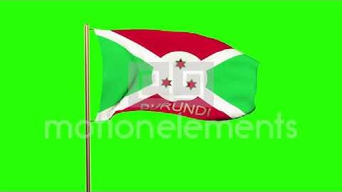 Burundi Flag With Title Waving In The Wind. Looping Sun Rises Style. Animation L Stock Animation