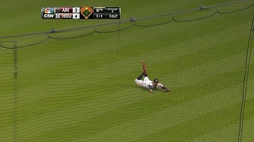 Springer lays out for a run-saving catch