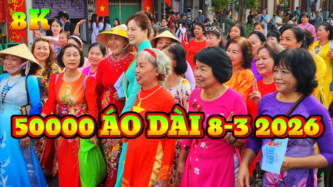 50.000 Người Diễu Hành Áo Dài Tại TP.HCM | Biển Người Check-in Tượng Chibi Áo Dài 8K