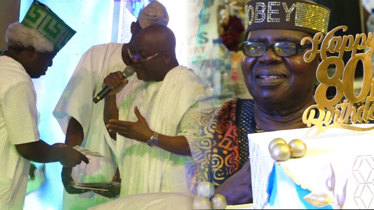 TOLU OBEY LAVISH MONEY ON SHINA PETERS AS HE CELEBRATE  COMMANDER EBENEZER OBEY ON HIS 80TH BIRTHDAY