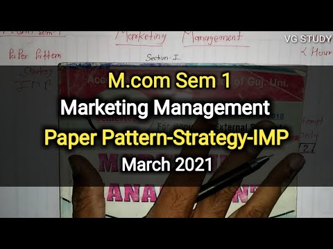 Marketing Management | Paper Pattern-Strategy-IMP | M.com Sem 1 | March 2021