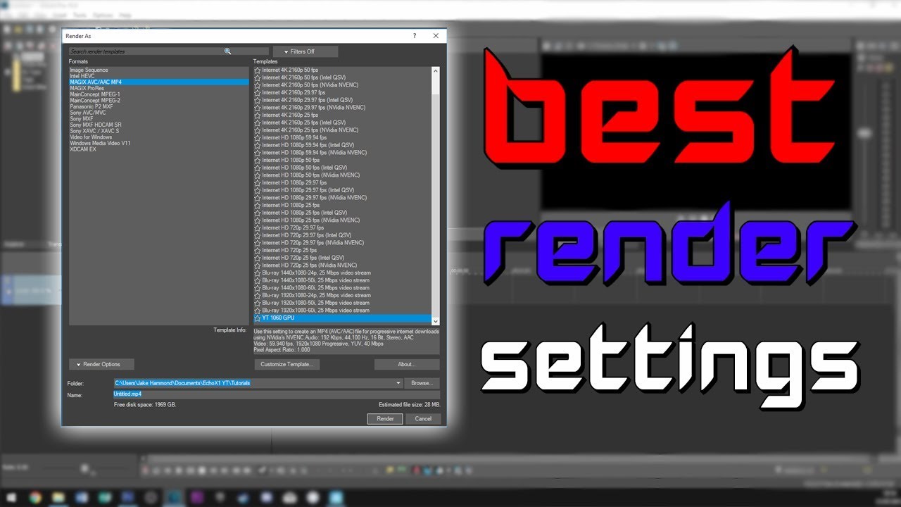 VEGAS PRO 15 BEST RENDER SETTINGS FOR YOUTUBE 2018 YouTube