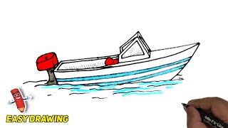 very easy , how to draw speed boat Color Design / drawing and coloring for  kids, toddlers 