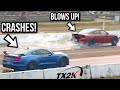 TX2K ACTION! Hellcat BLOWS UP &amp; GT500 Mustang Crashes HARD into the Wall…Twice!