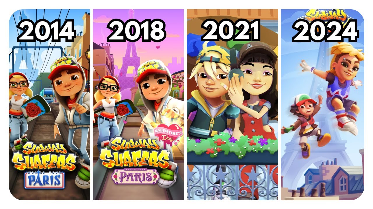 Evolution of PARIS Map in Subway Surfers | 2013 - 2014 - 2015 - 2018 - 2020 - 2021 - 2024