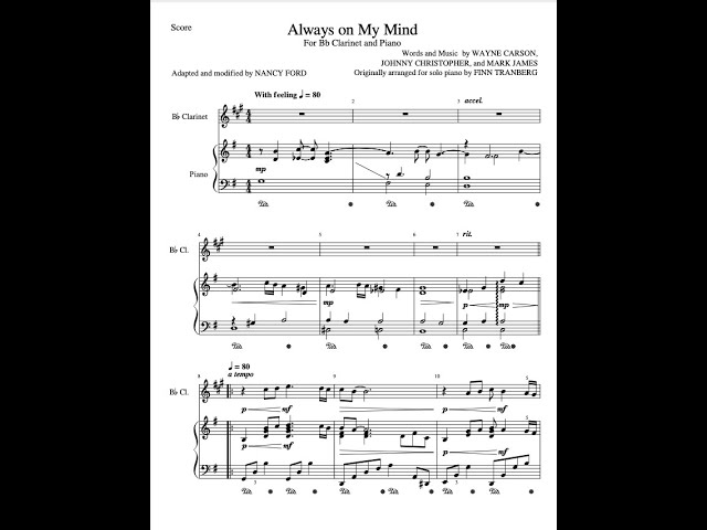 Always on My Mind (Clarinet and Piano) 