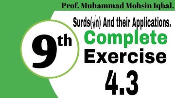 9th Class Mathematics. Complete Exercise#4.3.Surds and their Applications.Lectures in Urdu language.