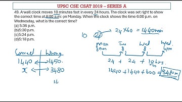 UPSC CSE Prelims - CSAT 2019 Q.49 A wall clock ..... #aptitude #upscaptitude #upsccsat