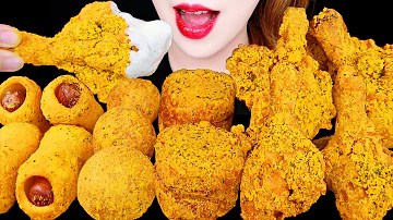 ASMR FRIED CHICKEN, CORN DOG, CHEESE BALL, FRIED SHRIMP TOAST EATING SOUNDS MUKBANG 뿌링클 치킨 먹방 咀嚼音